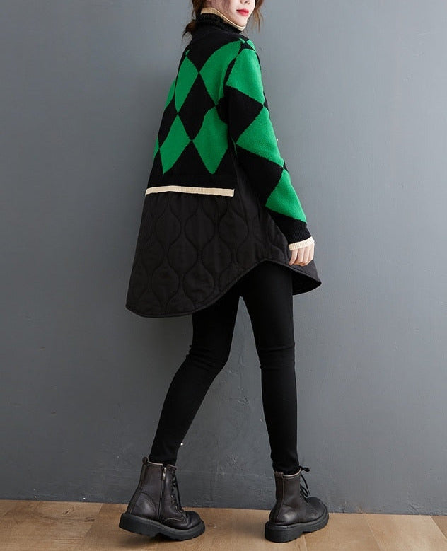 Patchwork Knitted Argyle Sweater