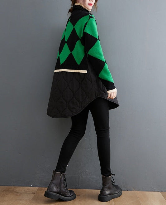 Patchwork Knitted Argyle Sweater