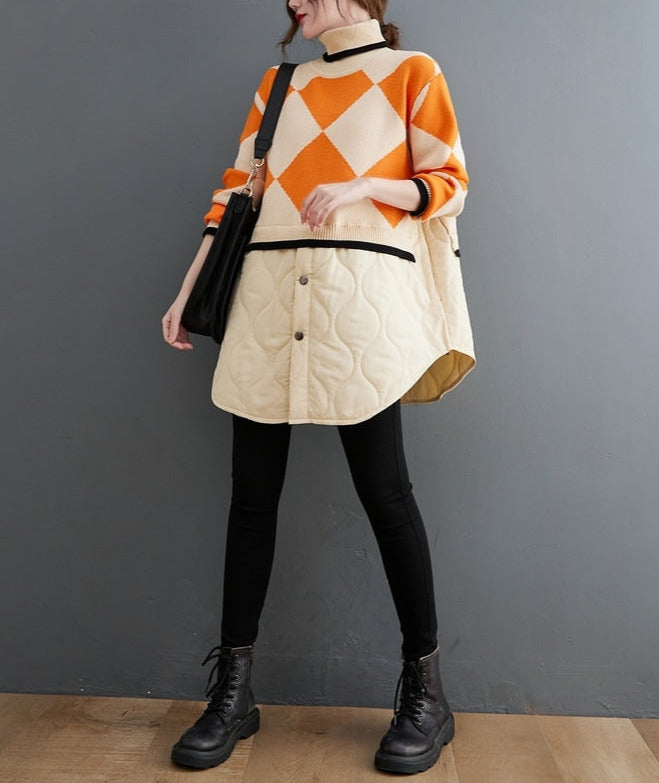 Patchwork Knitted Argyle Sweater