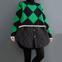 Patchwork Knitted Argyle Sweater