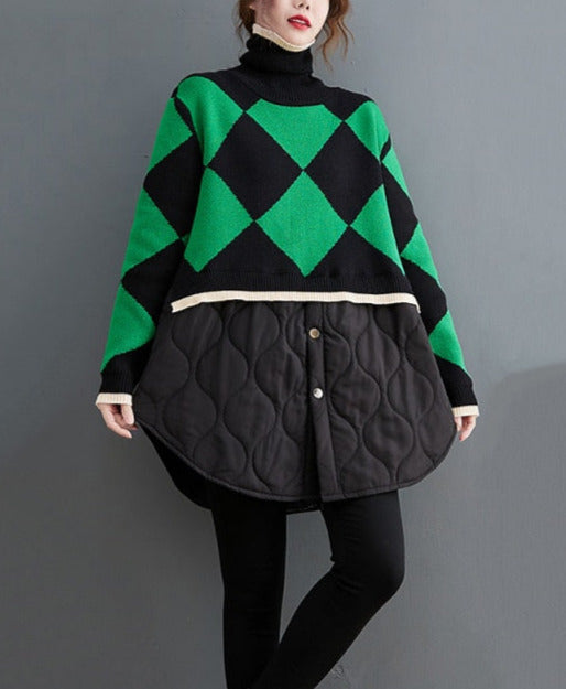 Patchwork Knitted Argyle Sweater