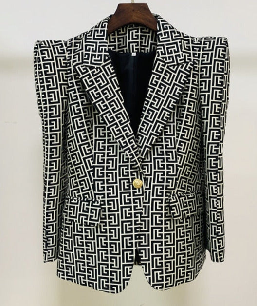 Geometric Jacquard  Blazer&Pants