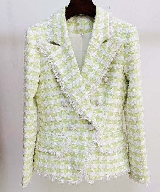 Houndstooth Blends Tweed Blazer