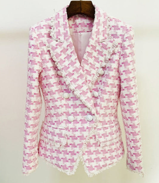 Houndstooth Blends Tweed Blazer
