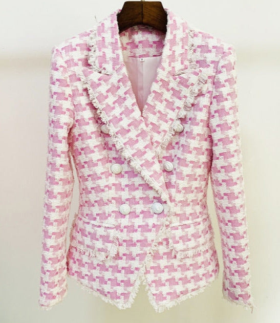 Houndstooth Blends Tweed Blazer