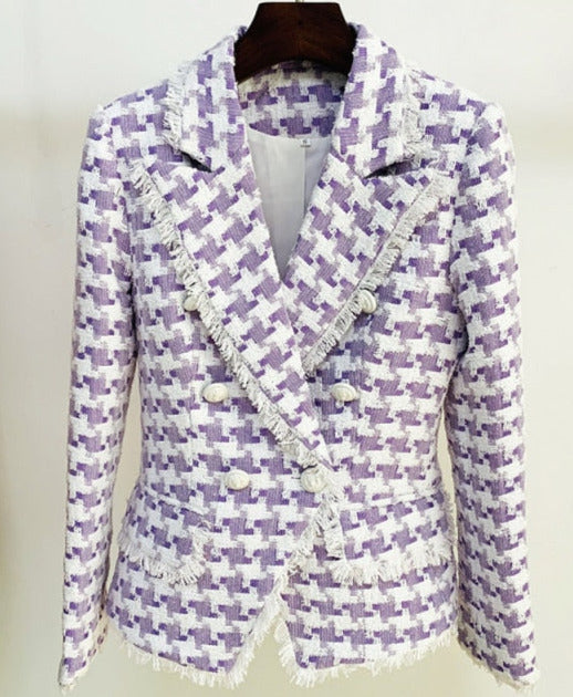 Houndstooth Blends Tweed Blazer