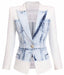 Stylish Denim Patchwork Blazer