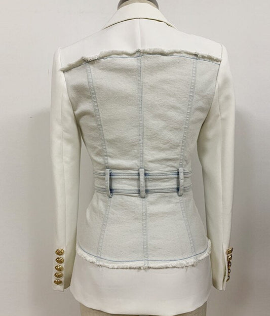 Stylish Denim Patchwork Blazer