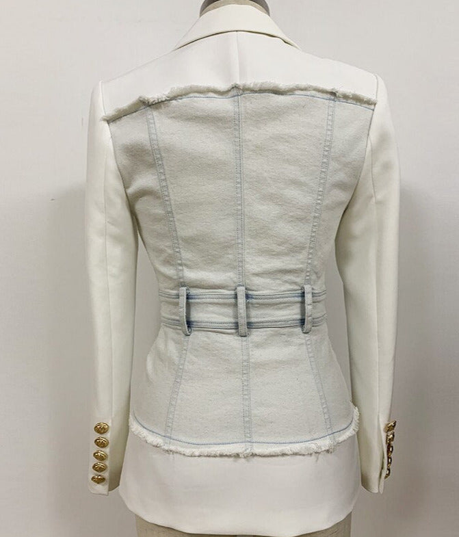 Stylish Denim Patchwork Blazer