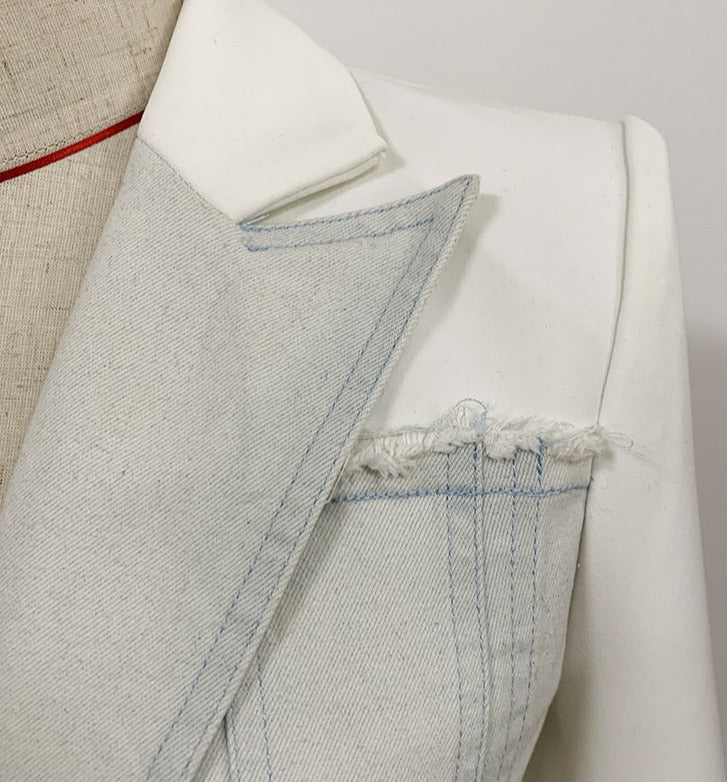 Stylish Denim Patchwork Blazer