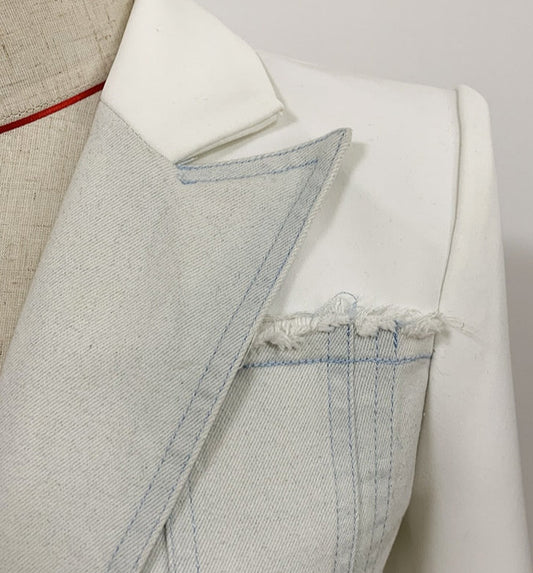 Stylish Denim Patchwork Blazer