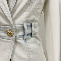 Stylish Denim Patchwork Blazer