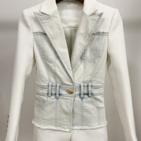 Stylish Denim Patchwork Blazer