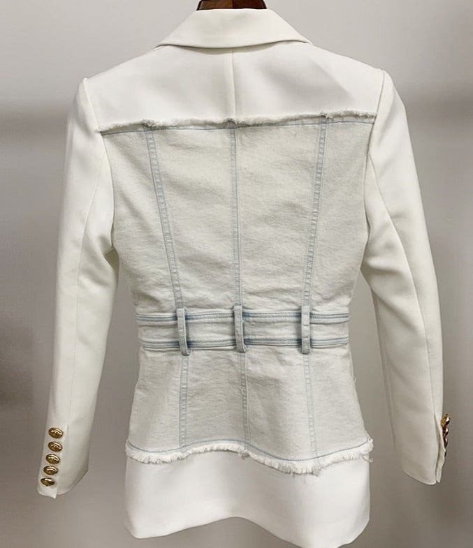 Stylish Denim Patchwork Blazer