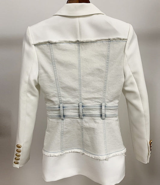 Stylish Denim Patchwork Blazer