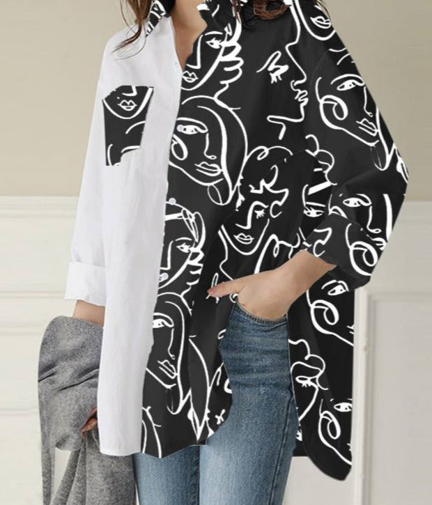 Zenna Printed Patchwork Blouse