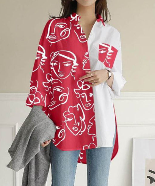 Zenna Printed Patchwork Blouse