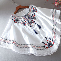 Floral Embroidery Batwing Tunic