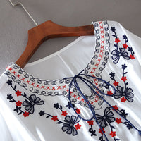 Floral Embroidery Batwing Tunic