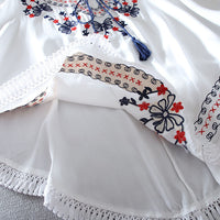 Floral Embroidery Batwing Tunic