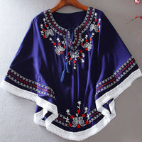 Floral Embroidery Batwing Tunic